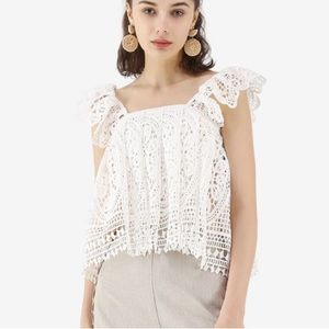 CHICWISH: MOONLIT NIGHT CROCHET CROPPED TOP size S